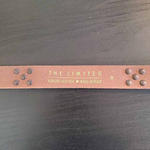 Vintage The Limited Leather Made in Italy Rhinestone Studded Belt Black Classic - Picture 3 of 8